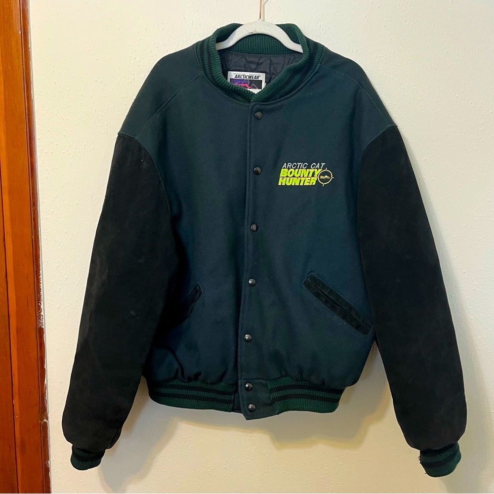 Vintage 1990s Arctic Cat Bounty Hunter Wool | Leather Varsity Letterman Jacket